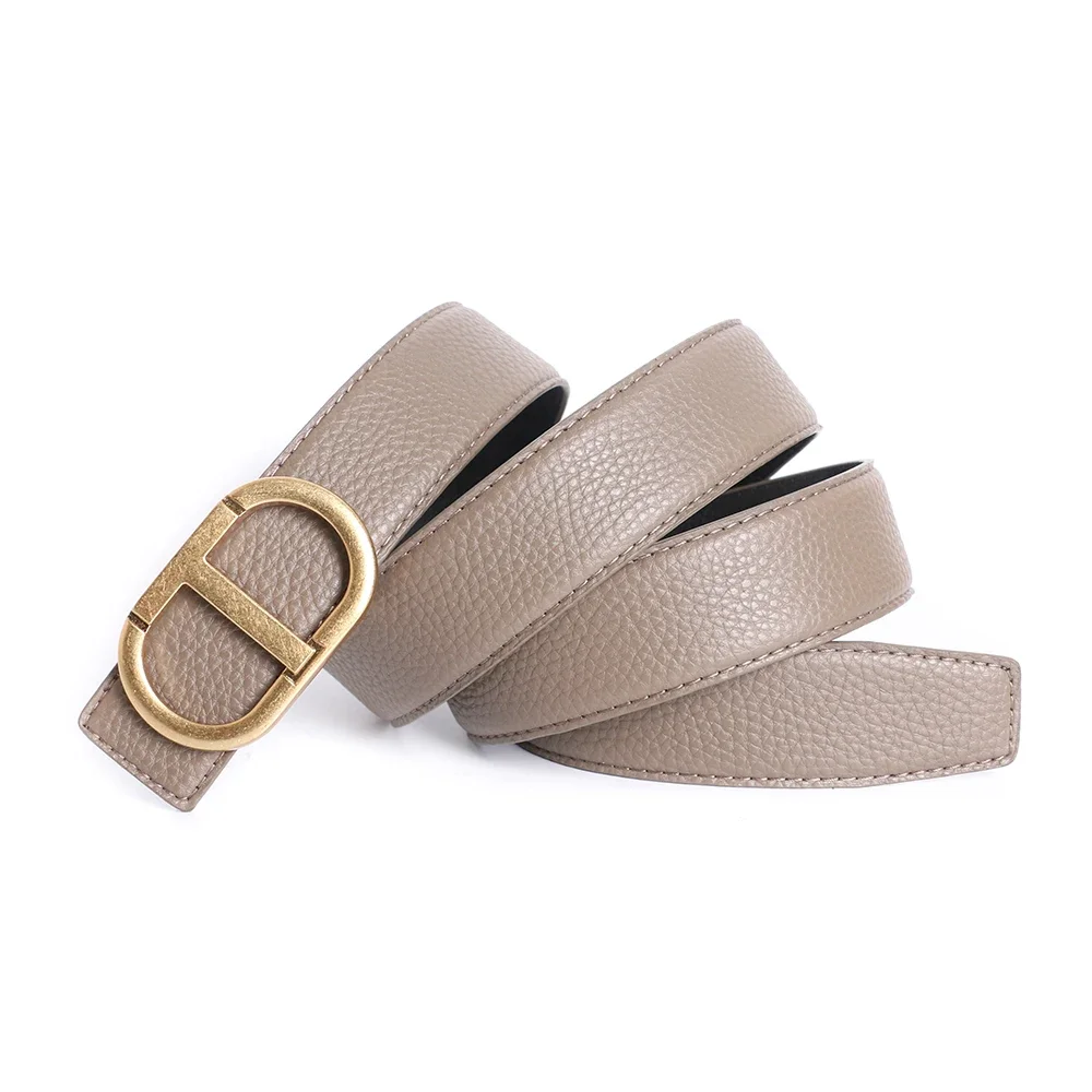 Top Grey Luxury Brand Designer Vintage T Buckle Belt Men High Quality Women Genuine Real Leather Dress Strap for Jeans Waistband