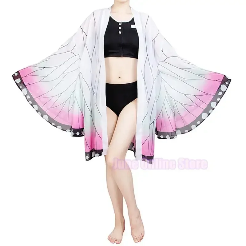 2025 New Anime for Women Kochou Shinobu Cosplay Swimsuit Bathing Suit Bikini Beach Summer Set RQR56