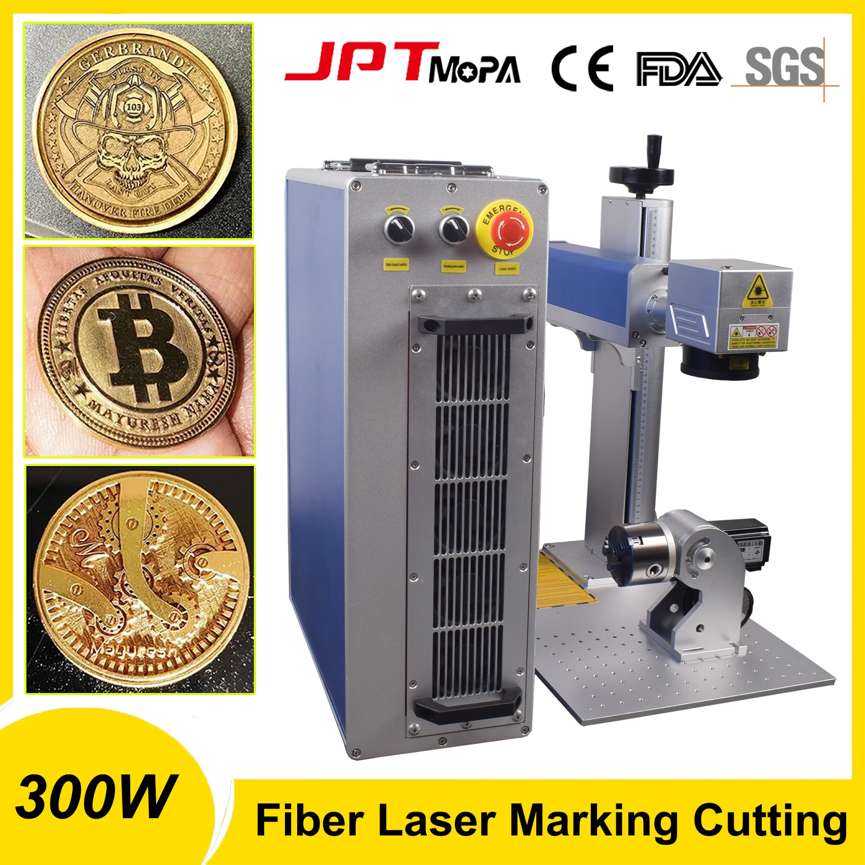 300W JPT Mopa Fiber Laser Marking Cutting Machine Deep Laser Engraving for All Metal Cutting Jewelry Good Silver Laser Engraver