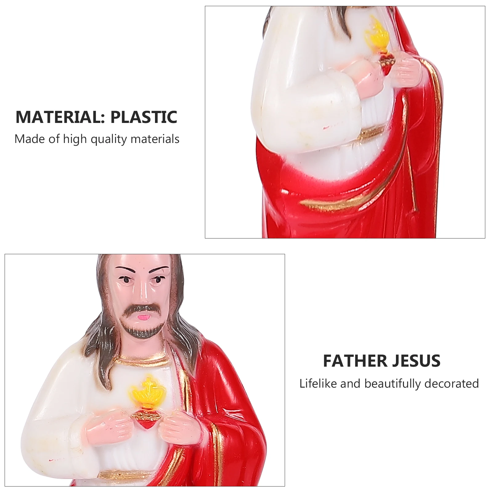 

1pc Holy Father Statue Fine Workmanship Anti-Skid Base For Home Office Church Decor Plastic Jesus Ornament Religious