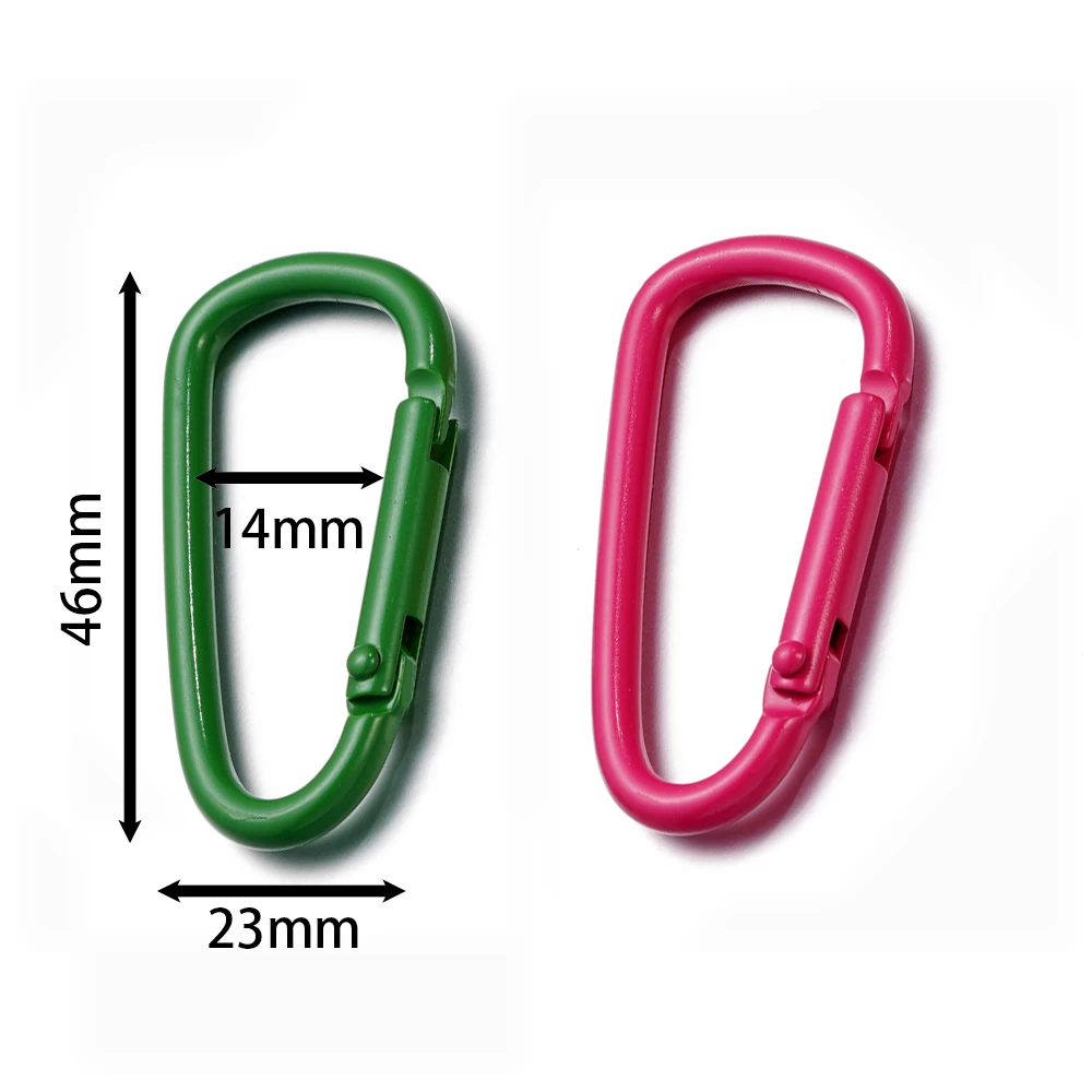 5pcs/Lot 46x23mm D Carabiner Hook Colorful Alloy Keychain Snap Clip Hooks For Making Jewelry Key Ring Connector DIY Findings