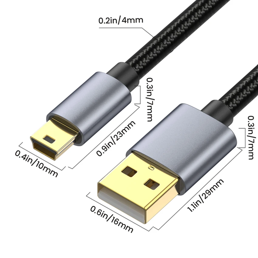 高速データダウンロード用のミニUSBケーブル,10m, 5m, 3 m, 1.8m, 0.3m,mp3, mp4プレーヤー,車,DVR,GPS,デジタルカメラ,HDD用