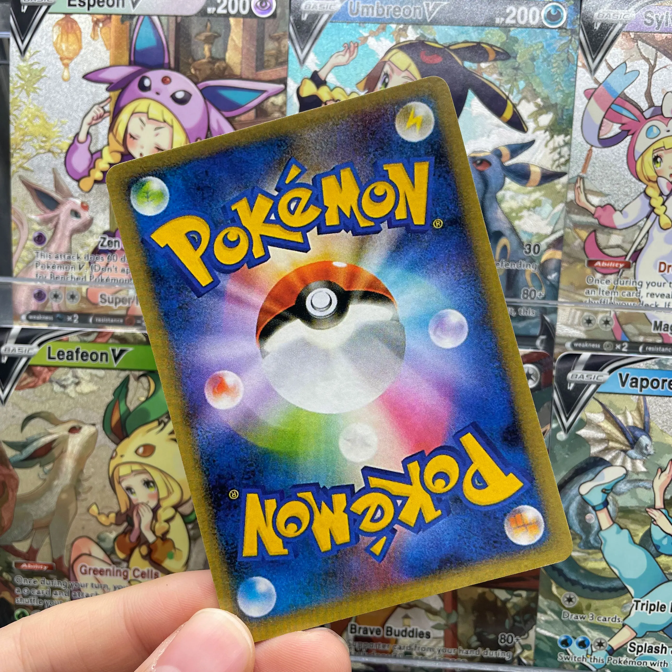 10Pcs/Set PTCG Limited Edition Eevee V Card Trainer Cosplay Eeveelutions Art Illustration Series Espeon Game Collection Card