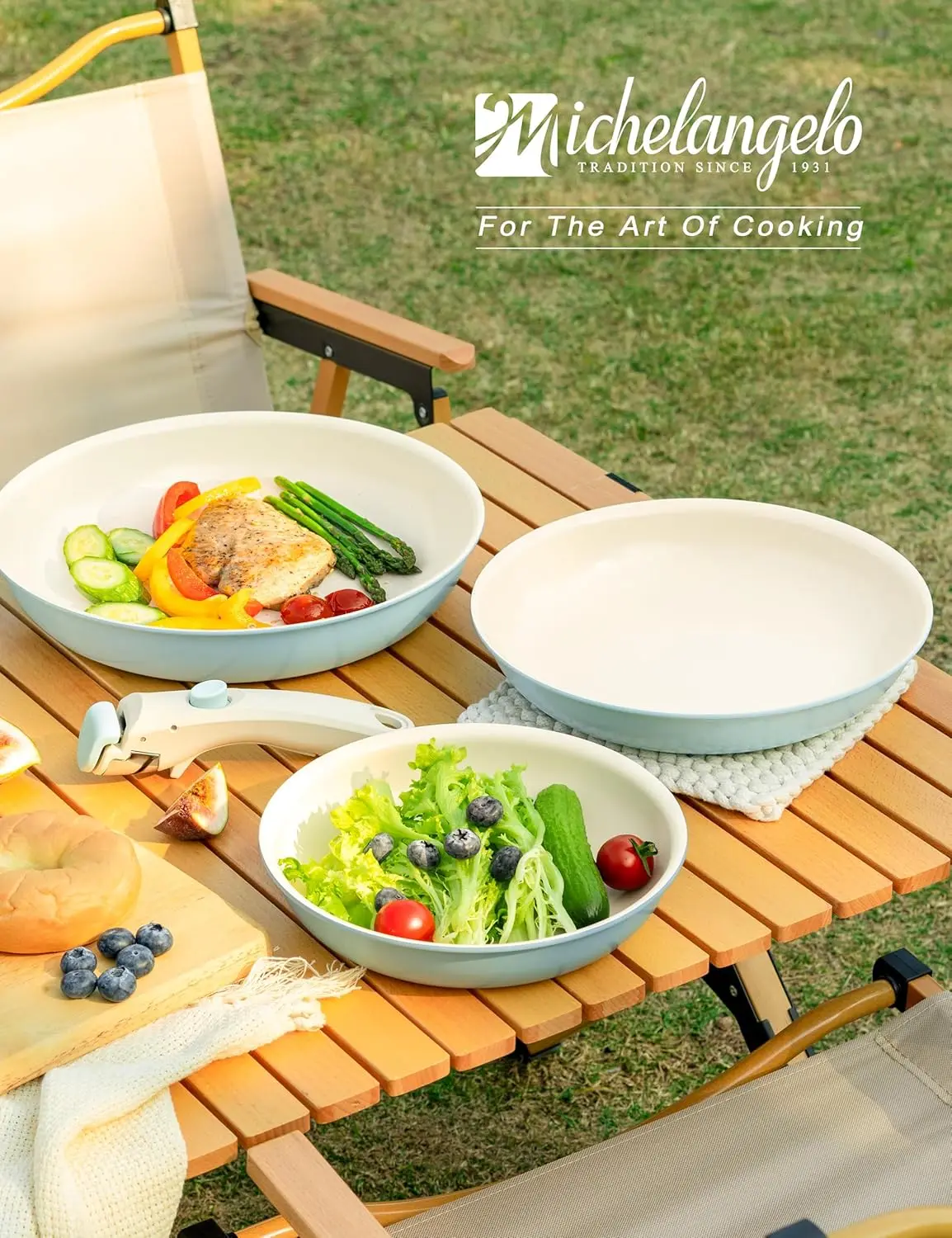 

frying pan sets 3 Pieces, Nonstick Pots and Pans Set with Removable Handles, for All Hobs, Stackable Design