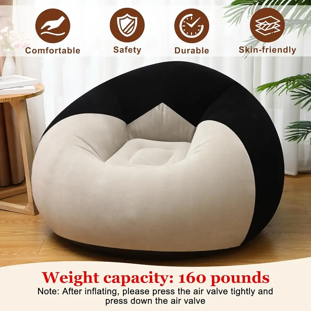 2 Pcs Inflatable Couch For Camping Blow Up Chairs Inflatable Chair Inflatable Bean Bag Chair Inflatable Lazy Sofa For Living