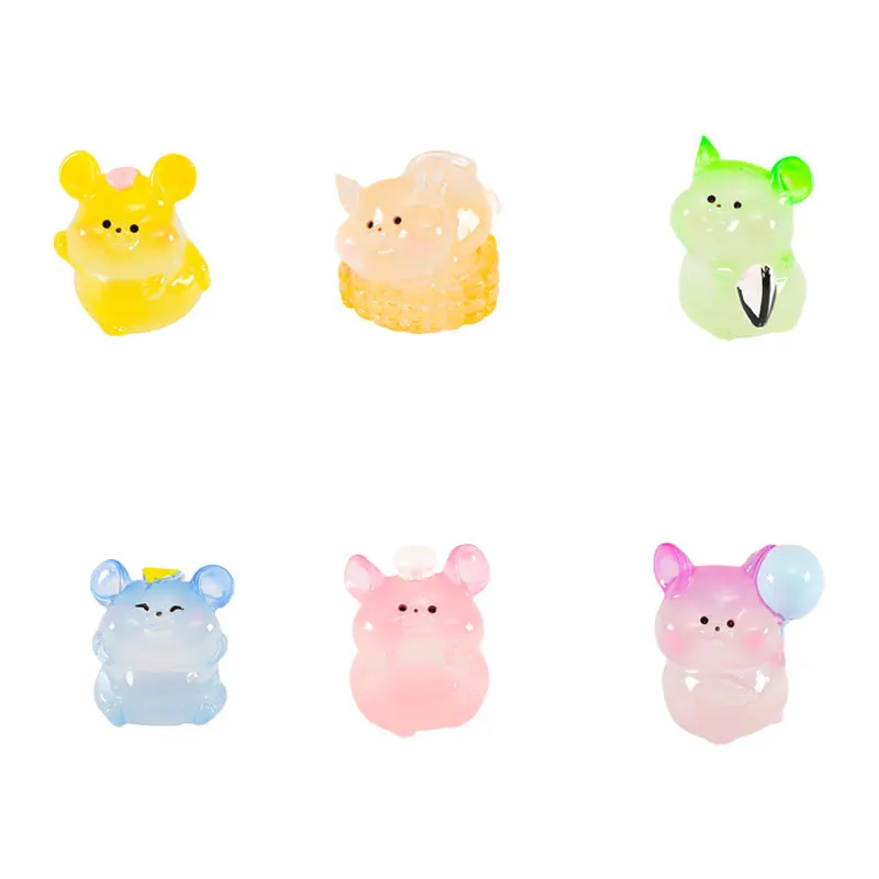 12 pçs luminoso mini hamsters fada jardim decoração miniaturas hamster estatuetas decorativas decoração de mesa acessórios para casa