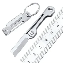1Pc Outdoor Camping Supplies Stainless Steel Folding Knife Mini Square Head Keychain Pendant Portable Pocket Knife