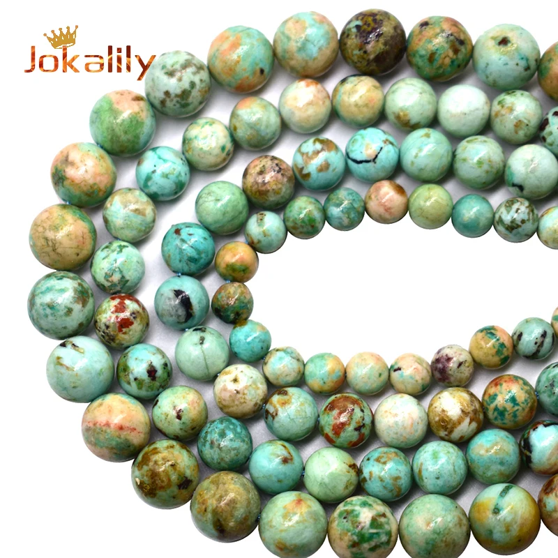 100% Natural Peru Phoenix Turquoise Beads Round Loose Spacer Beads For Jewelry Making Design DIY Bracelet Necklace 6 8mm 15