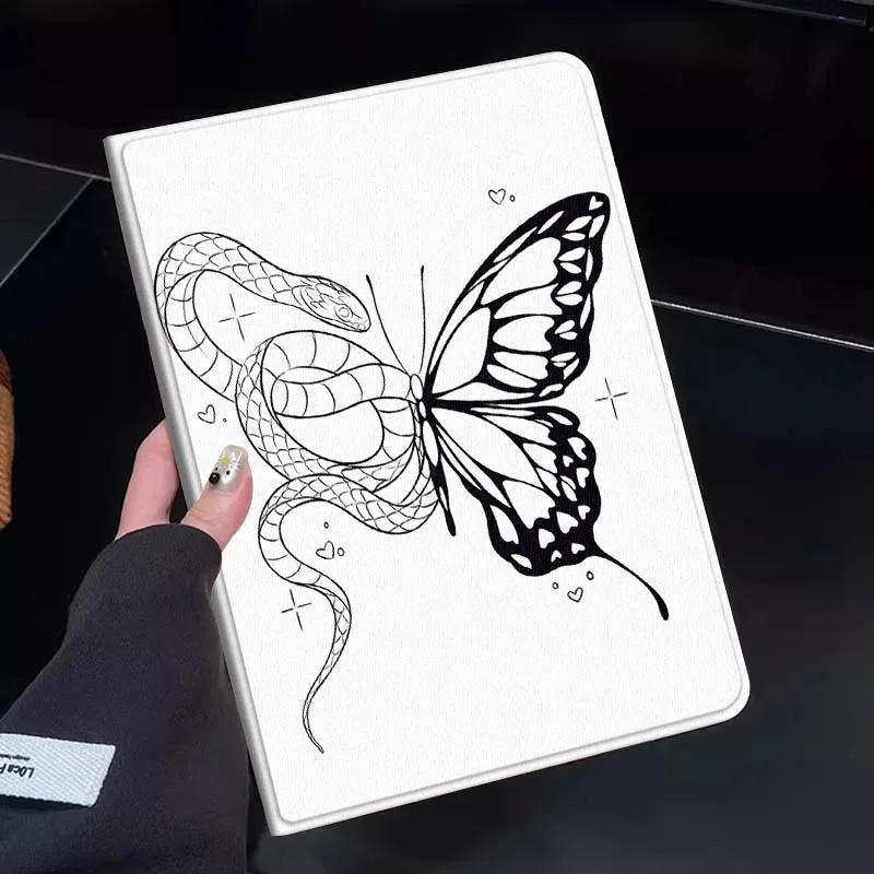 

Cartoon Snake Butterfly Art Tablet Case For Huawei Honor MatePad MediaPad Air 5 6 7 11 V6 V7 V8 V9 X9 X8 T10 T10s C5e T5 Gift