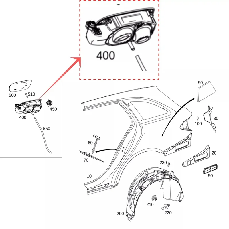

Монтажный держатель для двери топливного бака 2056304404 Подходит для автомобиля Mercedes-Benz C-Class C300 2015-2019