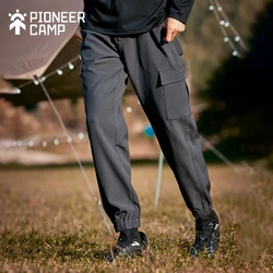 Pioneer Camp 2022 New Men's Autumn Soft Shell Pants Work Pockets Warm Plus Velvet Waterproof Outdoor Punching Pants XHX202157