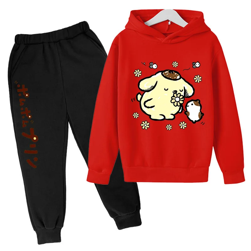 

Sanrio pudding dog Pompompurin cartoon printed hoodie for men and women four seasons cute casual hoodie and sweatpants suit