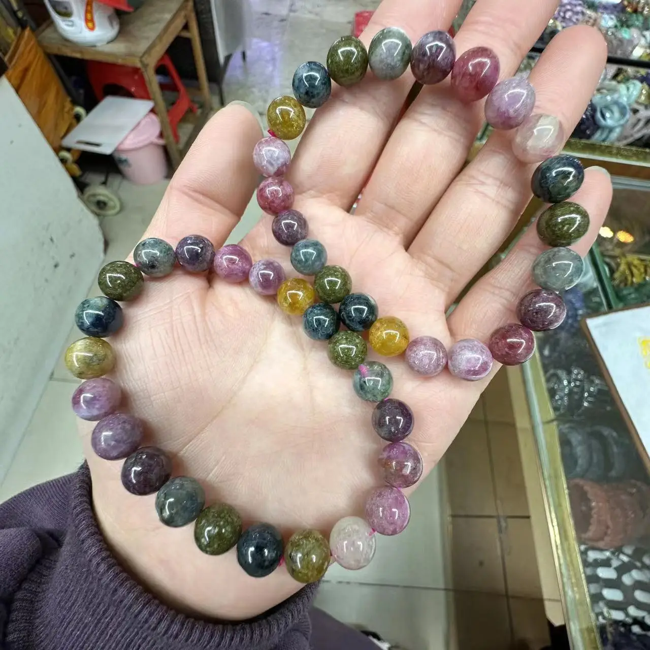 AAA 2023 New Colourful Tourmaline Stone Beads Energy Bracelet Natural Gemtone Jewelry Bangle For Woman For Man Wholesale !