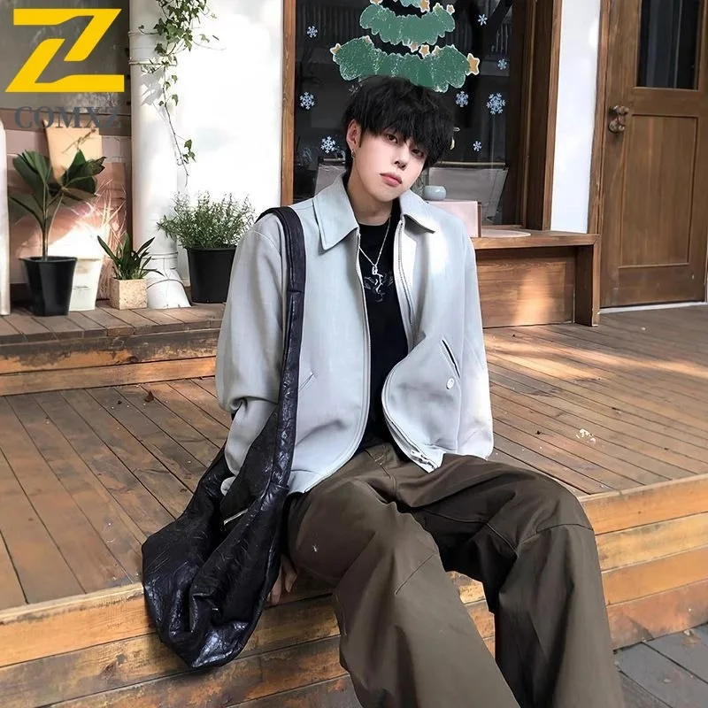 

COMXZ Мужская куртка высокого качества, легкая роскошная уличная деловая офисная ветровка с отложным воротником для гольфа, осенняя куртка без капюшона