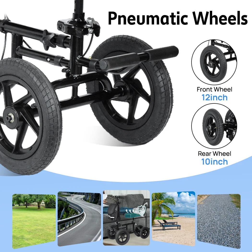 PORIYA Knee Scooter Walker 12" Tyres Broken Leg Ankle Crutches Alternative - Image 2