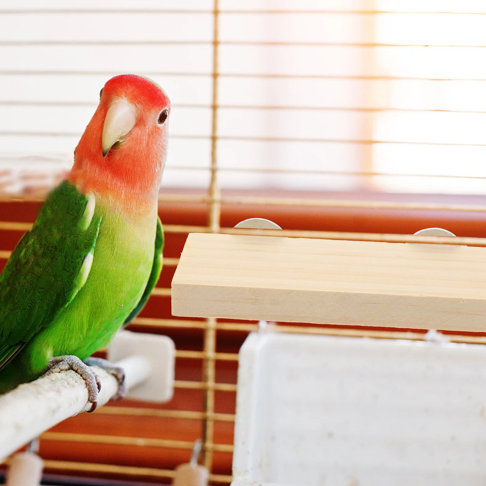 

2Pcs Rectangular Parrot Platforms Wear-Resistant Wooden Bird Platform Simple Installation Large Space Suitable Parakeets