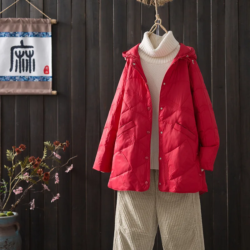 Abrigo ultraligero con capucha para mujer, chaqueta de plumón de pato blanco, 3xl talla grande, novedad de 2023, 90%