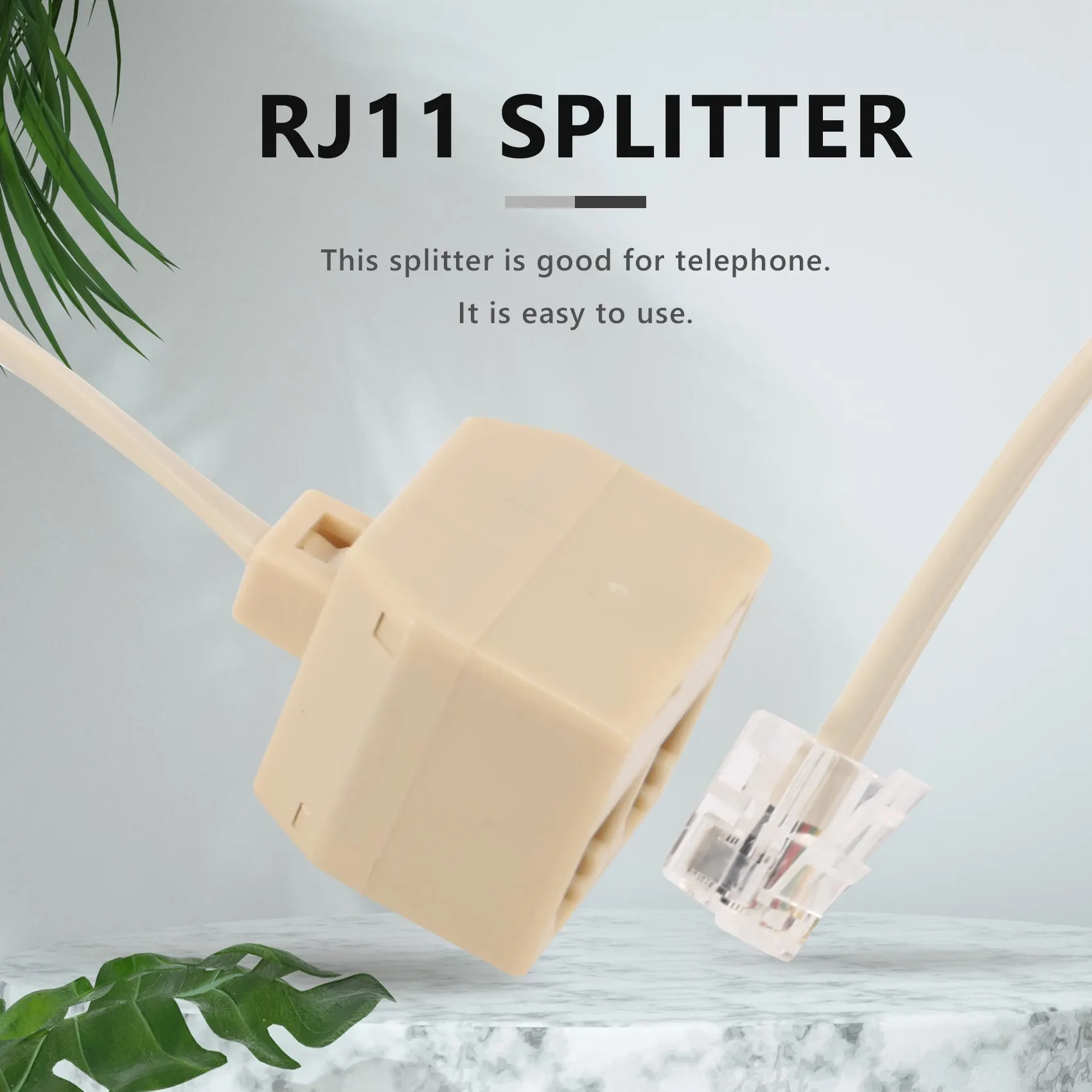 Telephone RJ11 Male Line to Double RJ11 Female Jack Filter Splitter Adapter