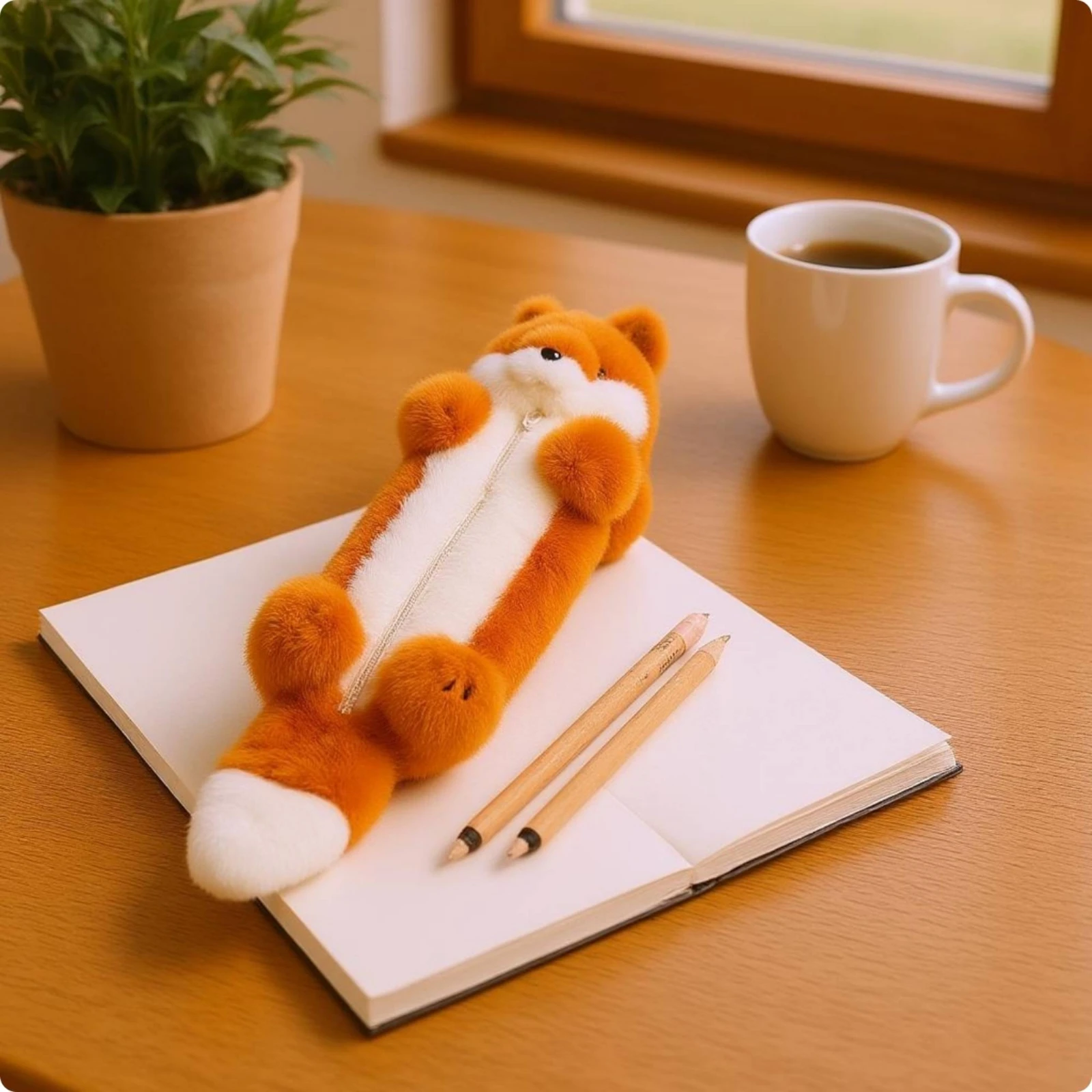Wild Writing Instrument Case Faux Plush Soft and Fluffy Writing Instrument Case Stuffed Wild Pouch Paw Details Soft and Fluffy