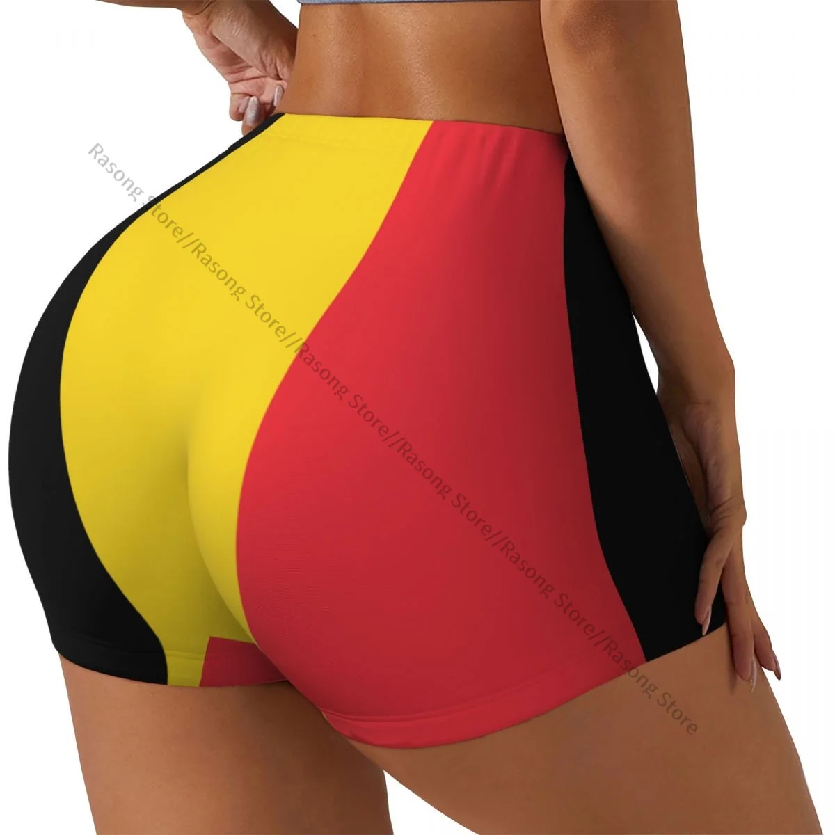 

Yoga Shorts Flag Of Belgium Women Biker Tight Elastic Workout Sports Leggings Sportswear