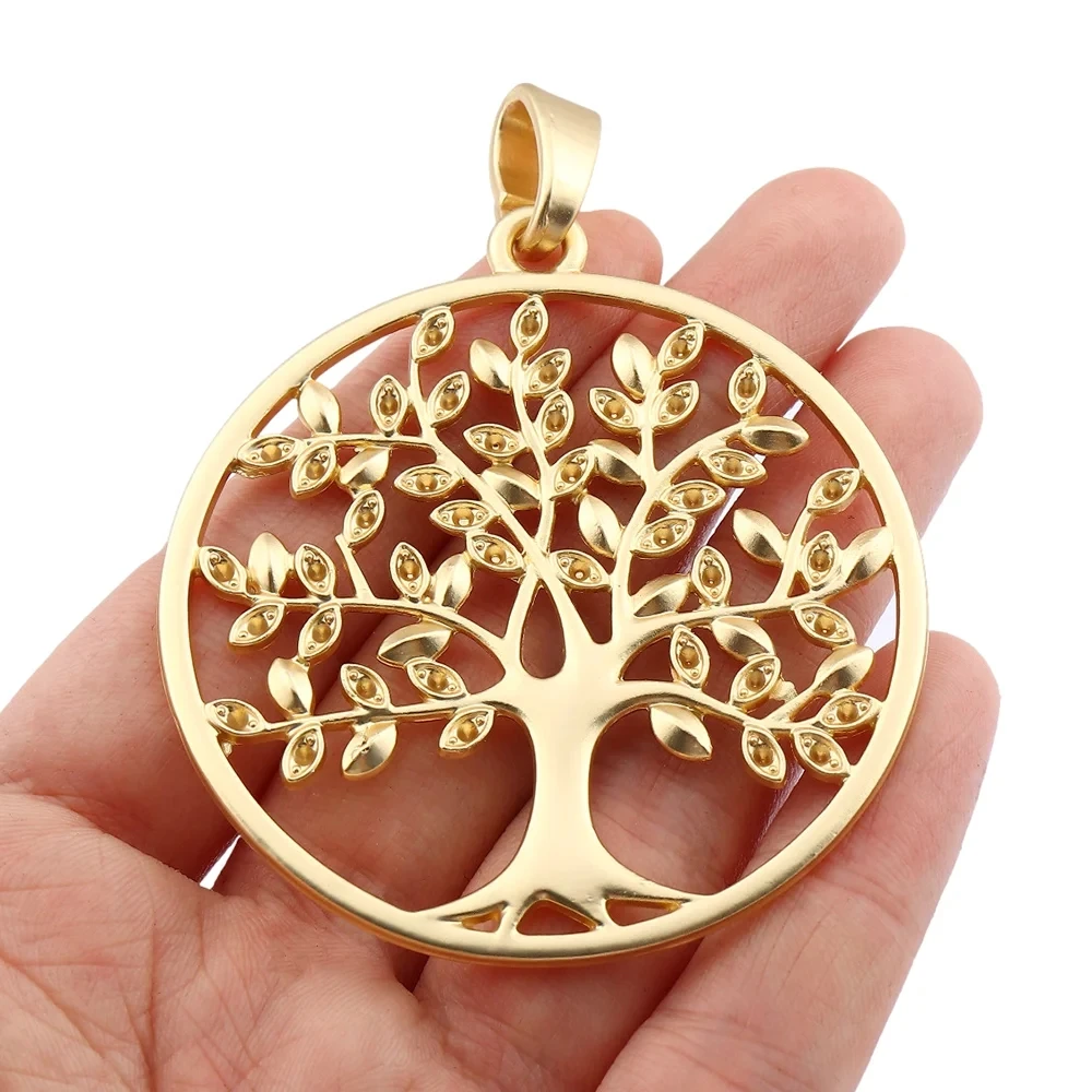 2pcs Antique Gold/Silver Tone Large Tree Charms Pendants for DIY Necklace Jewelry Making Findings 75x59mm