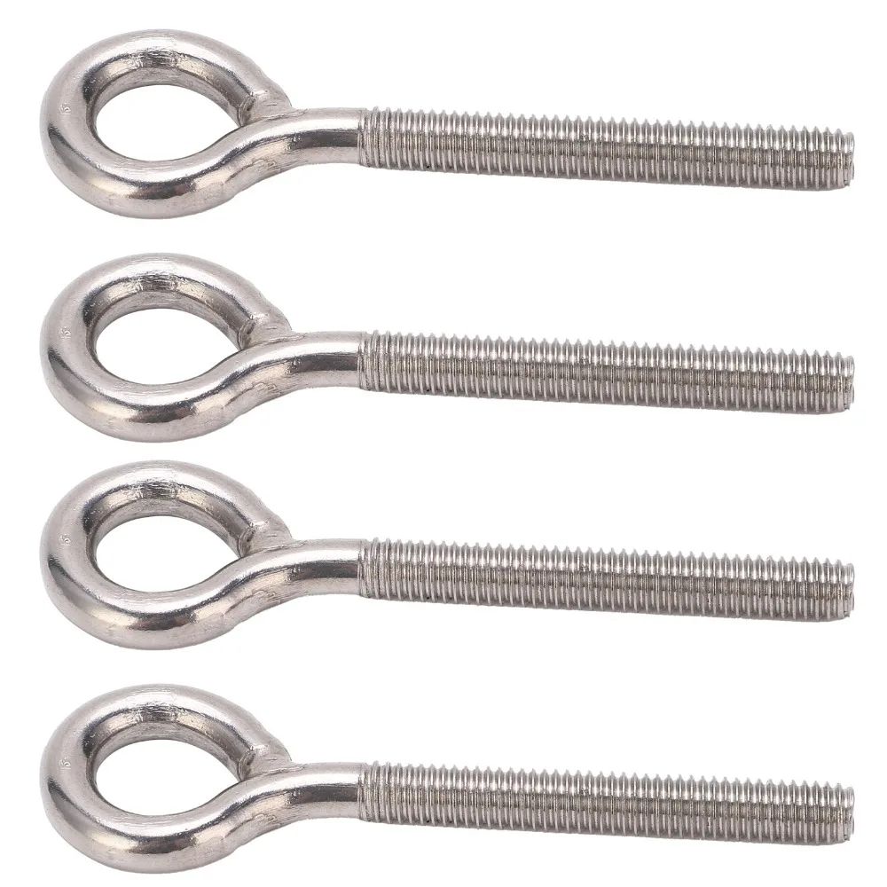 10pcs Welded Closed Loop Lifting Eye Bolts Burr-Free Machine Thread Long Shank Closed Loop Eyelet Machine Shoulder Eyebolt