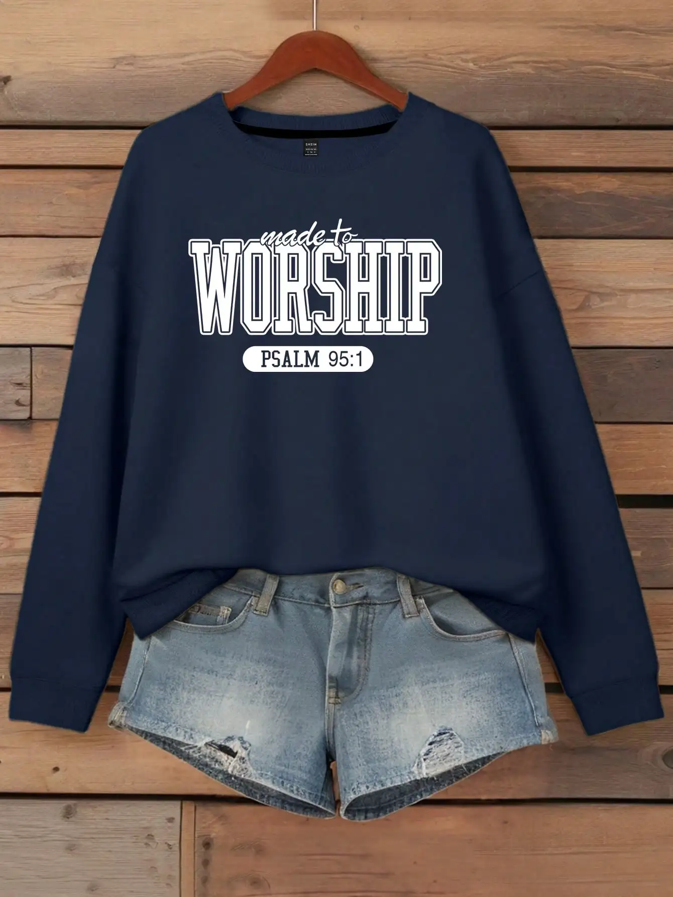 

Женский пуловер с рисунком Psalm 95:1, повседневная толстовка с круглым вырезом и длинными рукавами