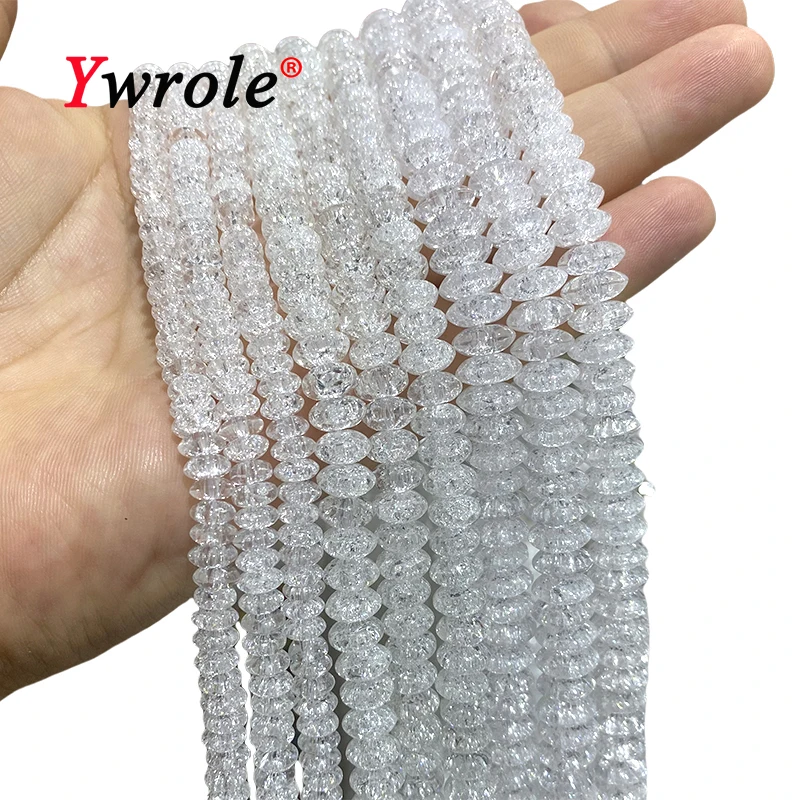 Abacus White Snow Cracked Crystal 6 8 10MM Loose Rondelle Spacer Beads for Jewelry Make Diy Bracelet Earrings Accessories 15''