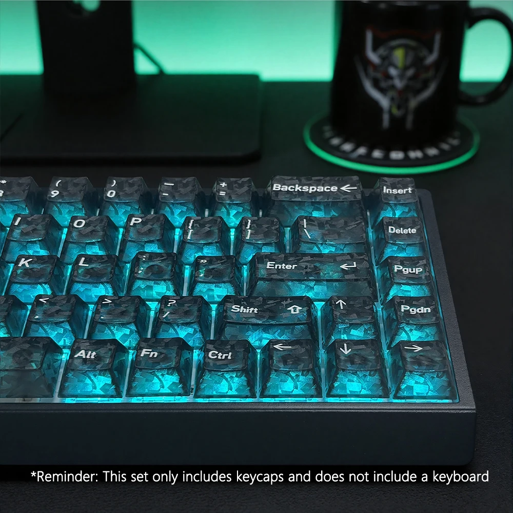 Carbon Fiber Textured Keycaps Japanese Korean Russian Layout 132 Keys Cherry Profile Transparent Key Caps for Mechanical Keyboar view 6