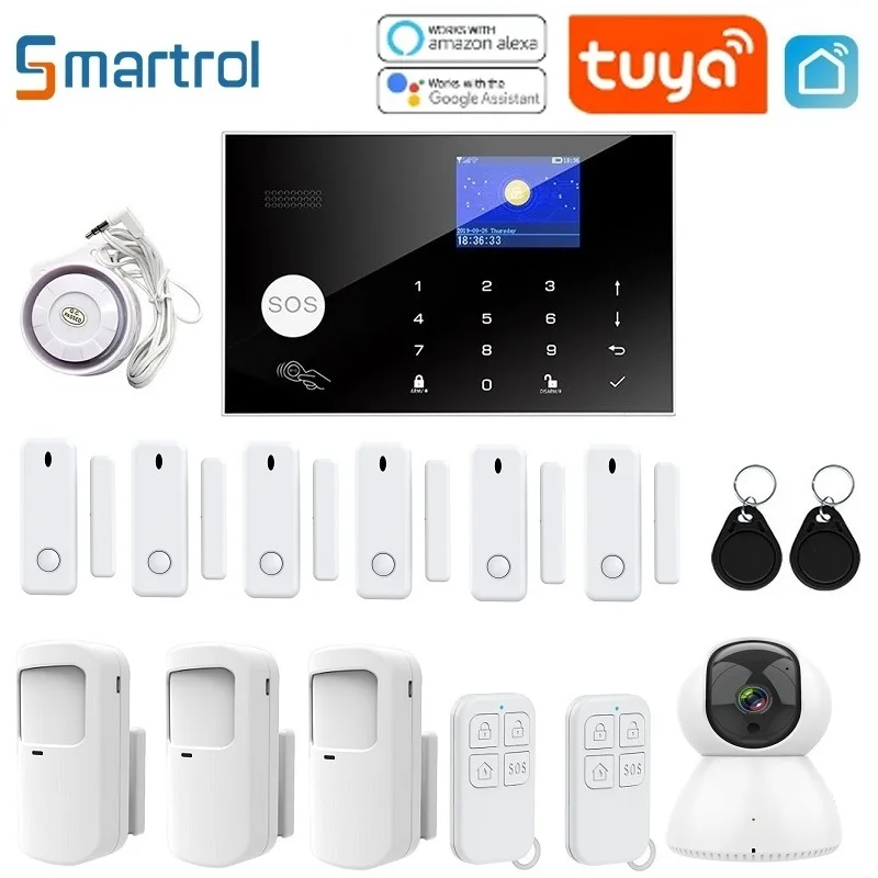 Smartrol-sistema de alarma de seguridad GSM para el hogar, dispositivo antirrobo inalámbrico de 433 MHz, compatible con aplicación Tuya Smart House,