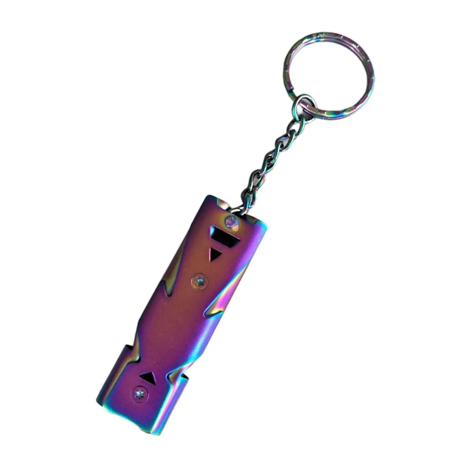 2xStainless Steel Outdoor Survival Whistle with Keychain Colorful