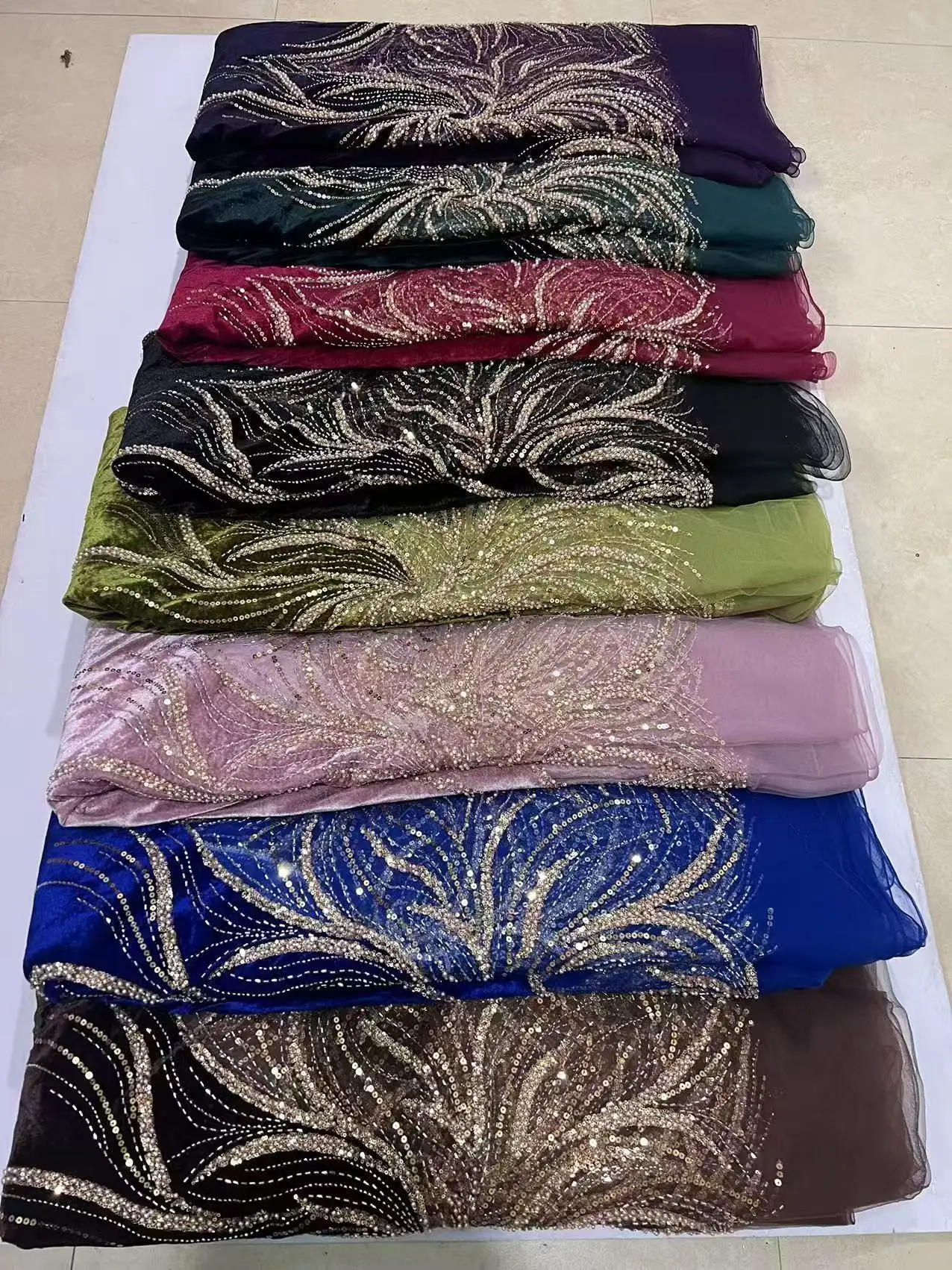 Skin friendl African Nigerian Lace Fabric for Sewing Velvet Sequins Embroidered Guipure Party Dress Wedding High Quality DP0533