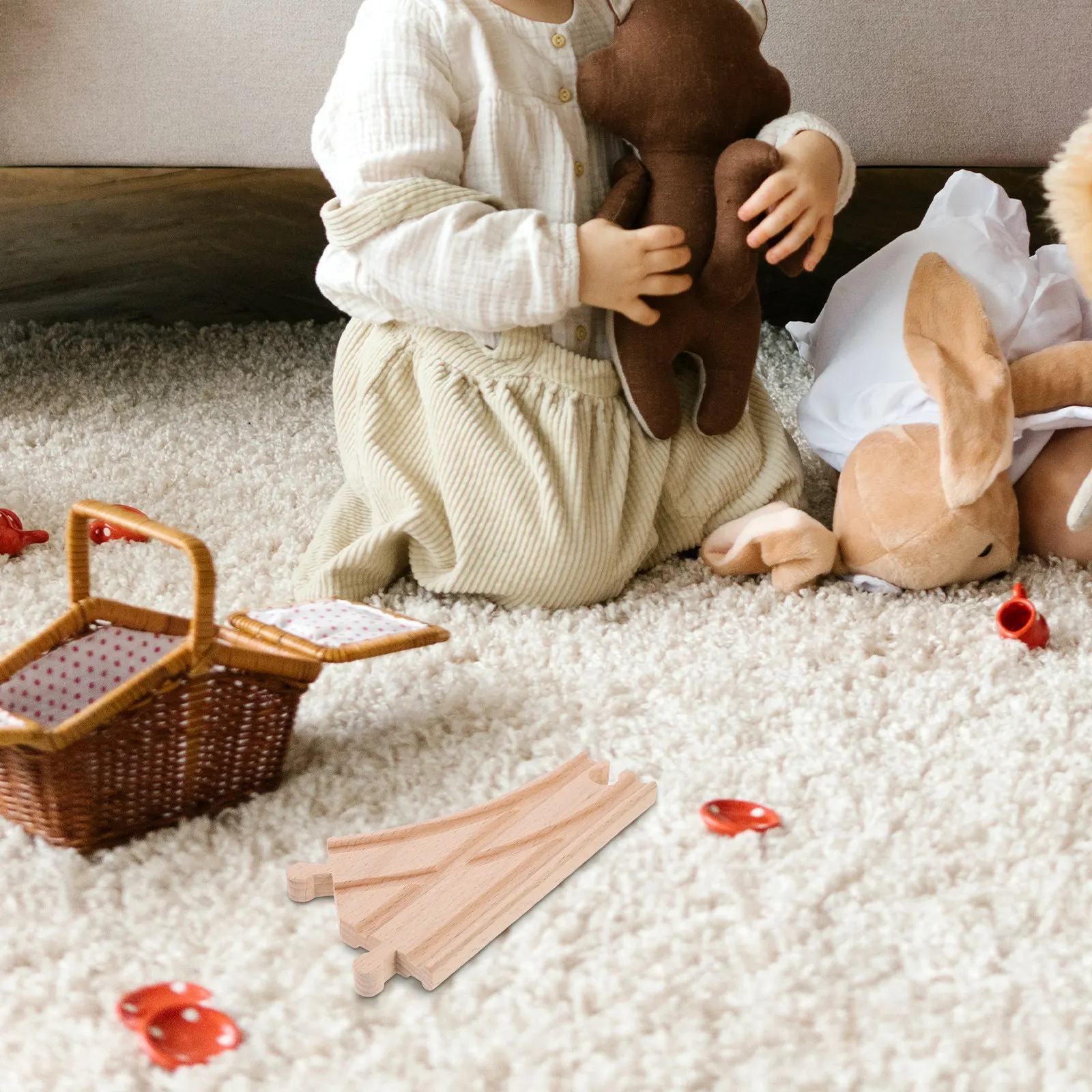 

2Pcs Wooden Train Track Accessories Multi-Directional Switch Track Pieces Creative Railway Expansion Compatible Sets