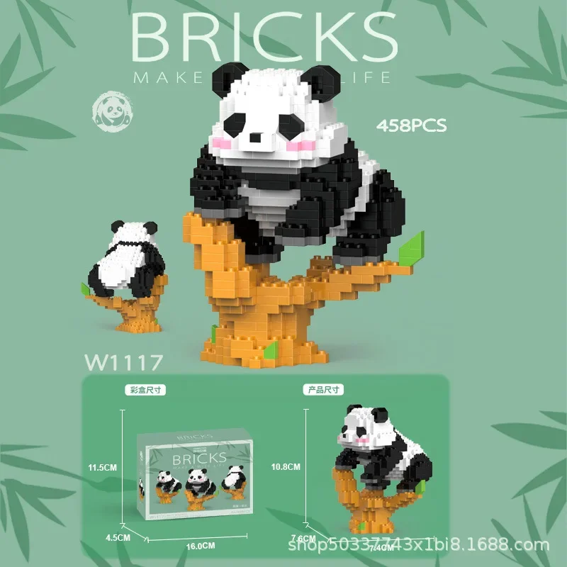 Mini Cute Panda Building Blocks cute dolls anime Model panda diy Tabletop educational toy ornaments boys girls  birthday gifts