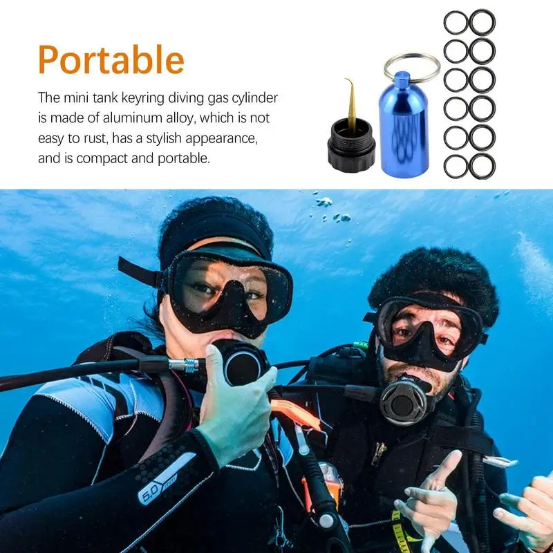 Scuba Tank O Rings O-Ring Mini Tank Diving Cylinder For Scuba Diving Aluminum Alloy Body 12pcs O-Rings Mini Accessories Fits