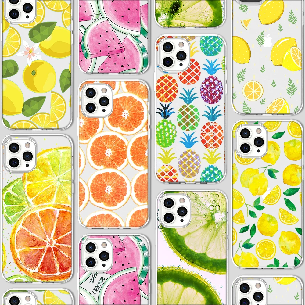 Fruit Lemon Case for Iphone 14 13 Case for IPhone 12 11 Pro XR 7 X XS Max Mini 8 6 6S Plus SE 2020 Silicone Cover Funda Coque