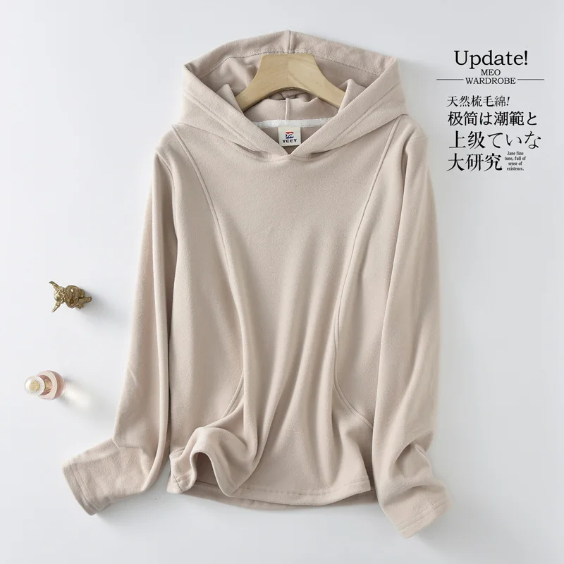 Women Hoodies Long Sleeve Hooded Sweatshirts Patchwork Spliced Slight Strech Winter Warm Fleece High Street Solid Loose