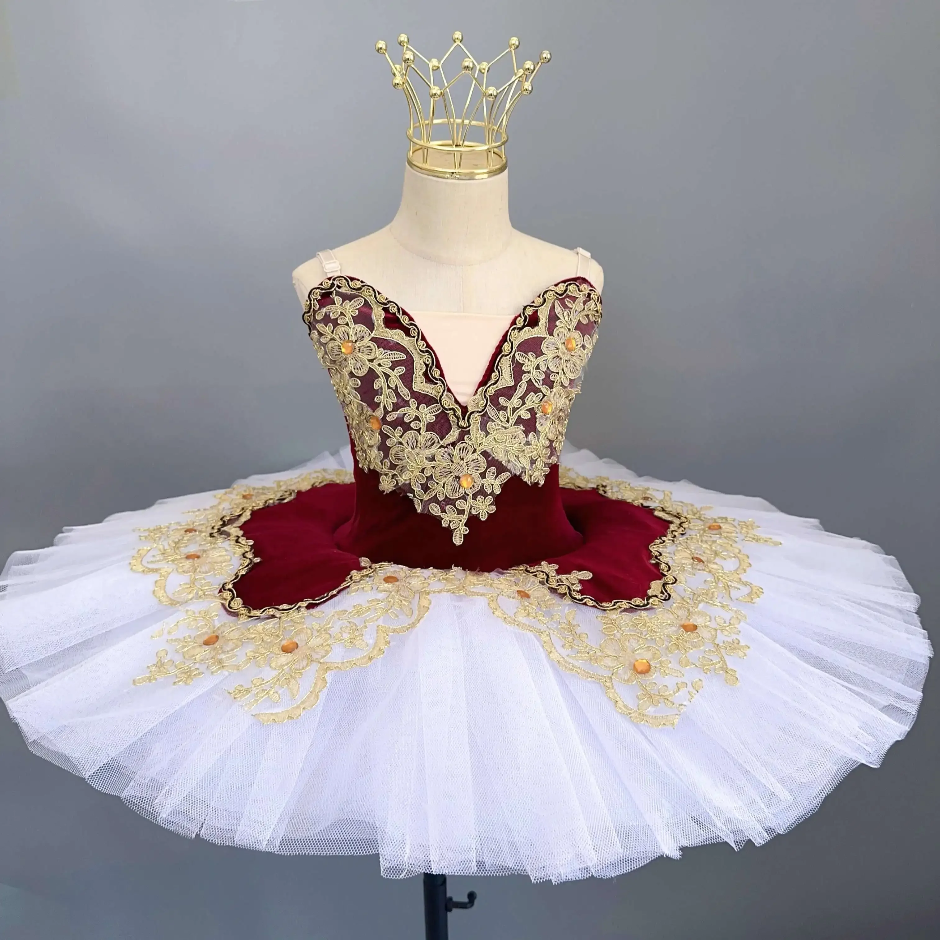 Costume da spettacolo di balletto per ragazze Costume da ballo professionale per il lago dei cigni con gonna TUTU gonfia per bambini