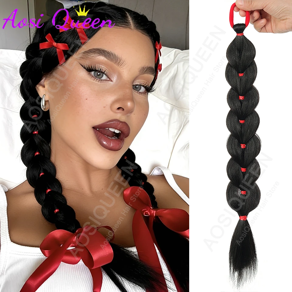 

18-дюймовый плетеный хвост с резинкой для волос, натуральные мягкие синтетические волосы для женщин, повседневная одежда для рождественского музыкального фестиваля