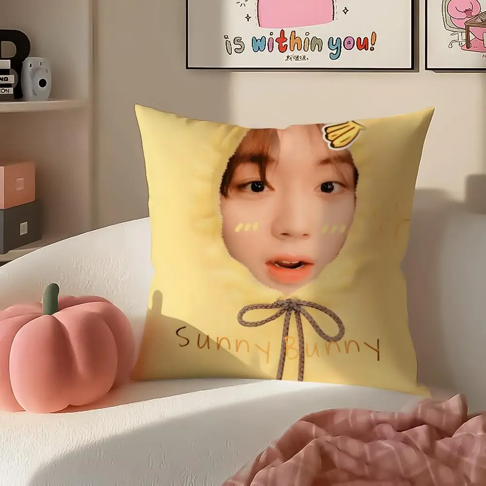 1pc KPop Idol Face Pillow Cover, Polyester 2D Double-Sided Print, Cute Star Portrait Art, K-Pop Fan Home & Car Decor Gift