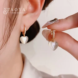 Korean Version Clear and Transparent Double-Sided Heart-Shaped Opals Pendant Earrings Romantic Accessories For Womens Jewelry