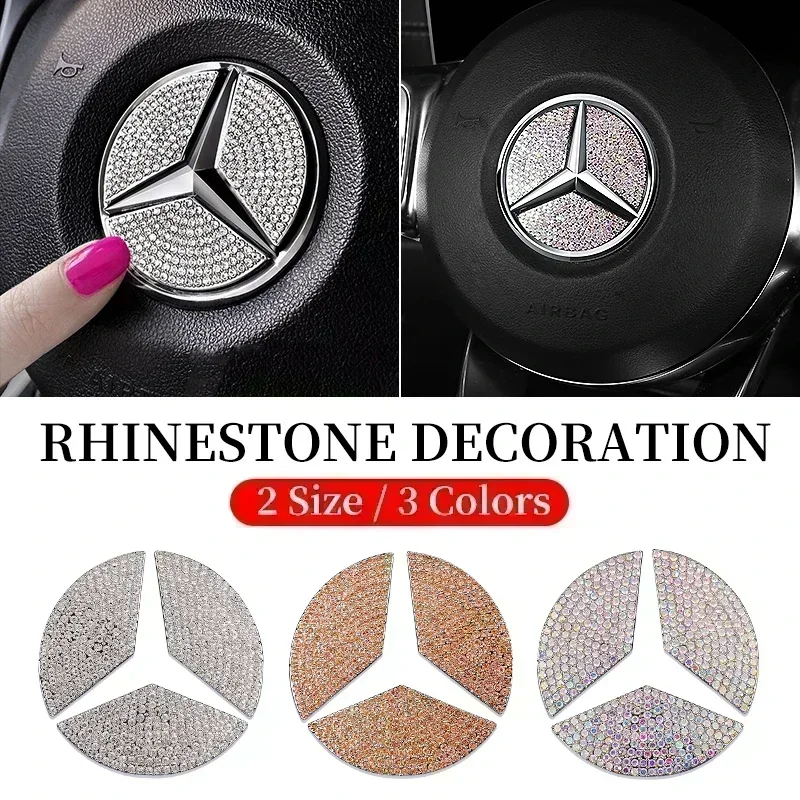 Car Steering Wheel Diamond Emblem Decal Decoration Sticker For Mercedes Benz A E Class GLC GLA GLE GLB W177 W205 W212 W213 X253
