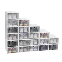 20PCS Plastic Shoe Box Storage Organizer Stackable Foldable Clear Shoe Container 2