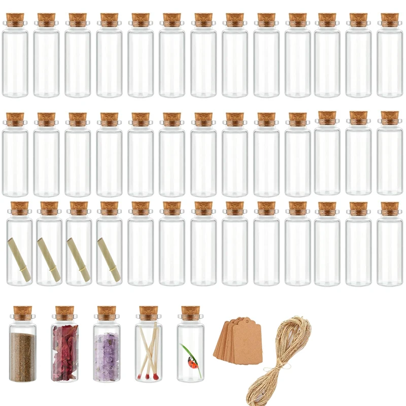 

50pcs Mini Glass Bottles with Cork Stoppers Exquisite Cork Drifting Wish Cute Vials DIY Decoration Bottles for Wedding Party