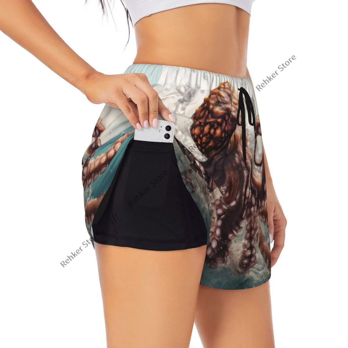 Pantaloncini da yoga da donna Pantaloncini da allenamento Octopus In Sea Fitness ad asciugatura rapida da donna Yoga Gym Running Pantaloni corti Abbigliamento sportivo