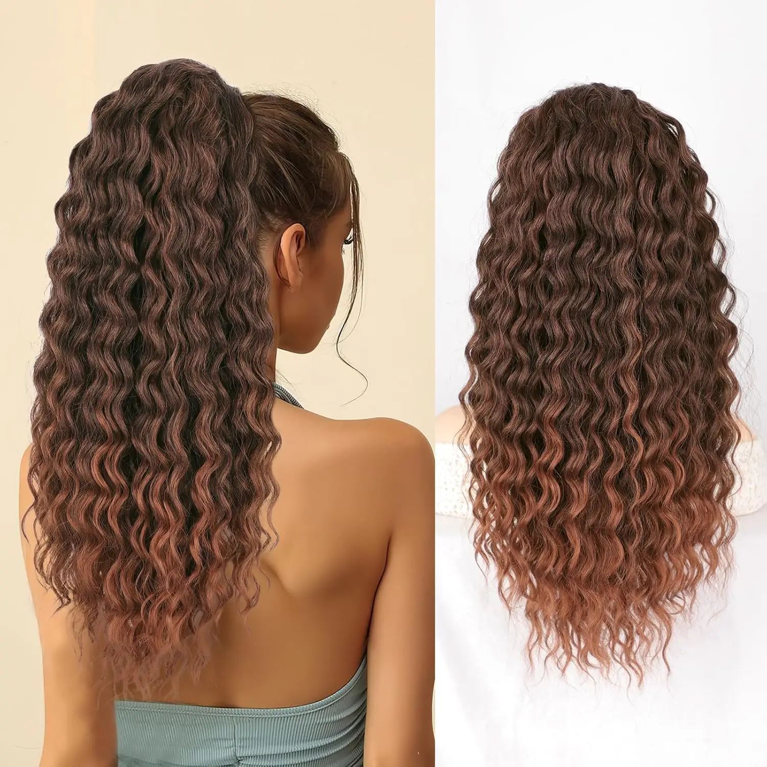 

Ponytail Extension Drawstring Ponytail for Black Women 10/14/18/22 Inch Synthetic Long Afro Curly Fluffy Ponytail for Daily Use