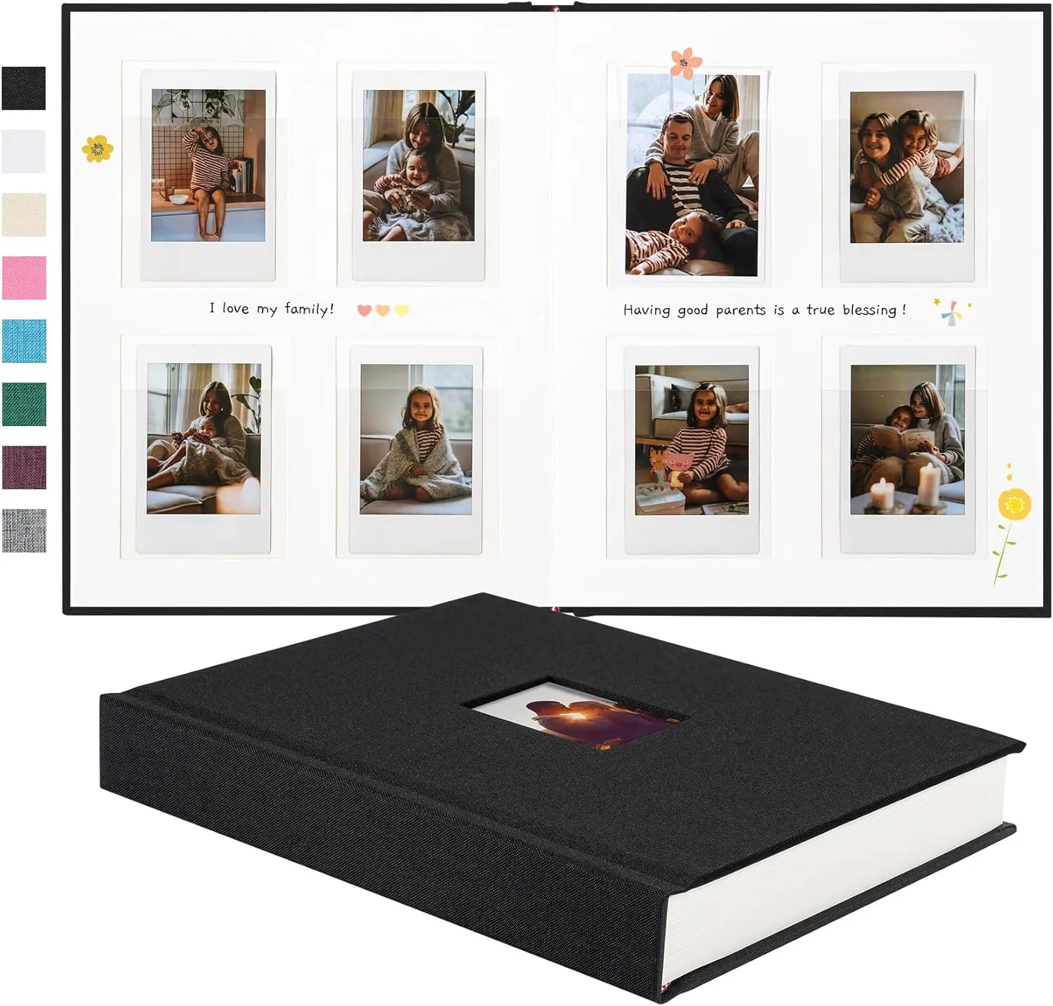 

112 Pockets Instax Mini Photo Album For 2x3 Pictures, Linen Hardcover Photo Album With Writing Space, Album Book F