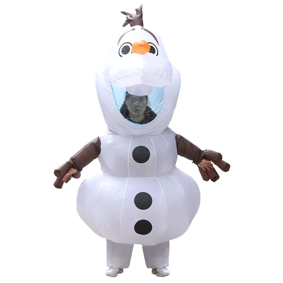 Aufblasbares Schneemann-Kostüm für Erwachsene Universelles Cartoon-Schneebaby-Set Halloween Weihnachten Verkleidungs-Party-Requisite