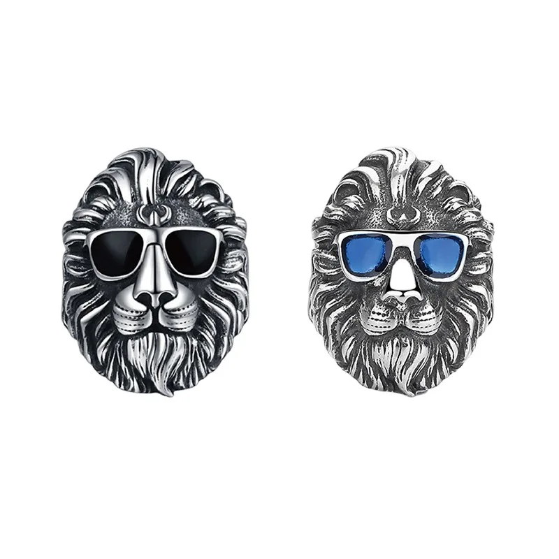 

American Style Lion Head Titanium Steel Ring - Epoxy Resin Fade-Resistant Men's High-End Fashion Personality Band Accessory