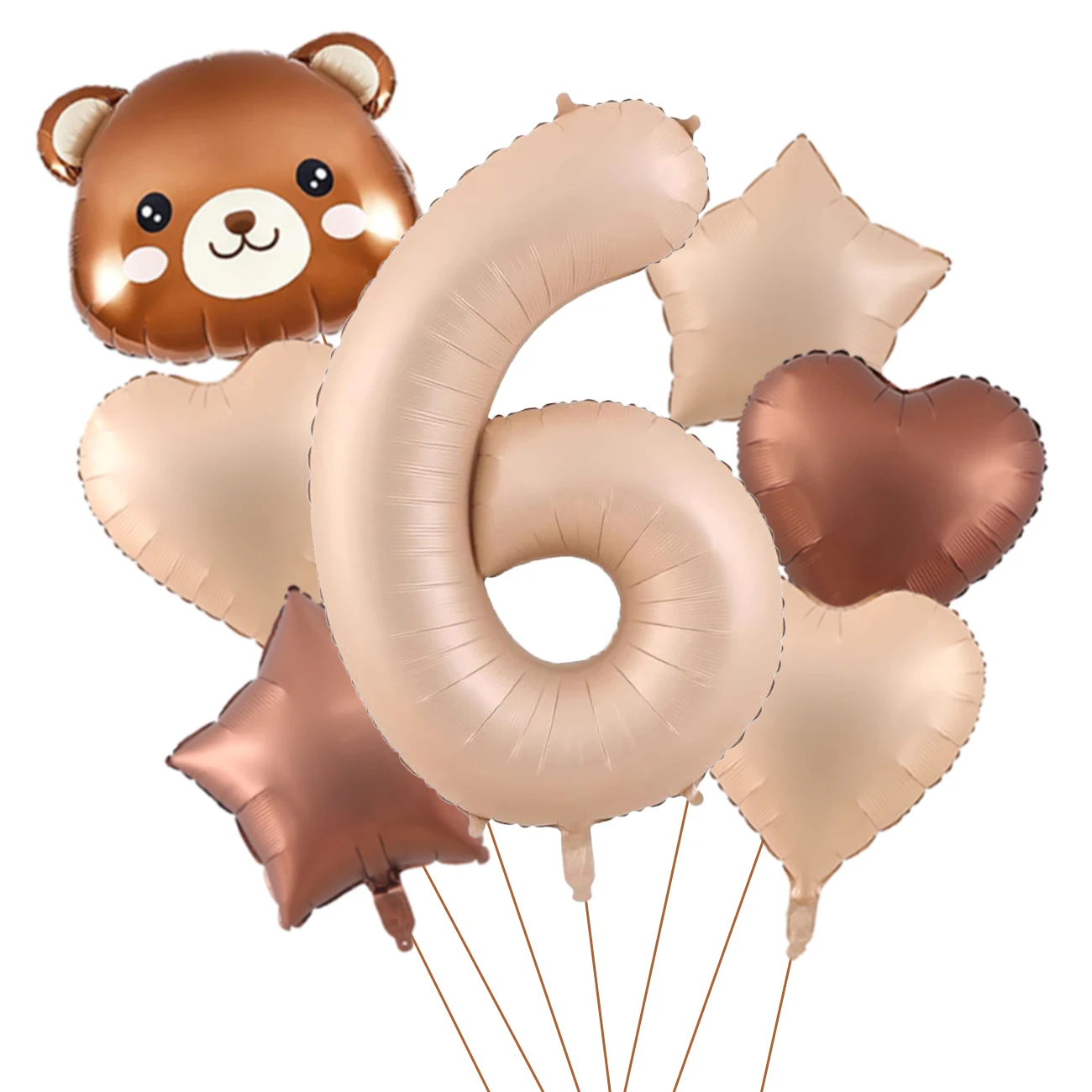 7-teiliges süßes Bären-Ballon-Set mit 32 Zoll Karamell-Digital-Aluminiumfolienballon für Geburtstagsparty-Dekoration, Babyparty-Zubehör – Detail 8